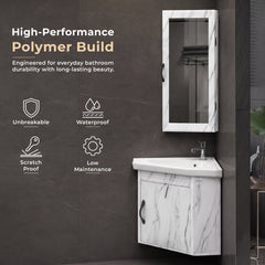 Plantex Glass, Ceramic, HPP Unbrekable Wall Mount Vanity Cabinet with Washbasin and Mirror/Corner Basin with Cabinet for Bathroom - (484, White)-4