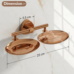 Plantex J4 Stainless Steel Double Soap Dish for Bathroom/Soap Holder for Bathroom/Wall Mounted Soap Holder/Bathroom Accessories (PVD Rose Gold Finish) Angel-2