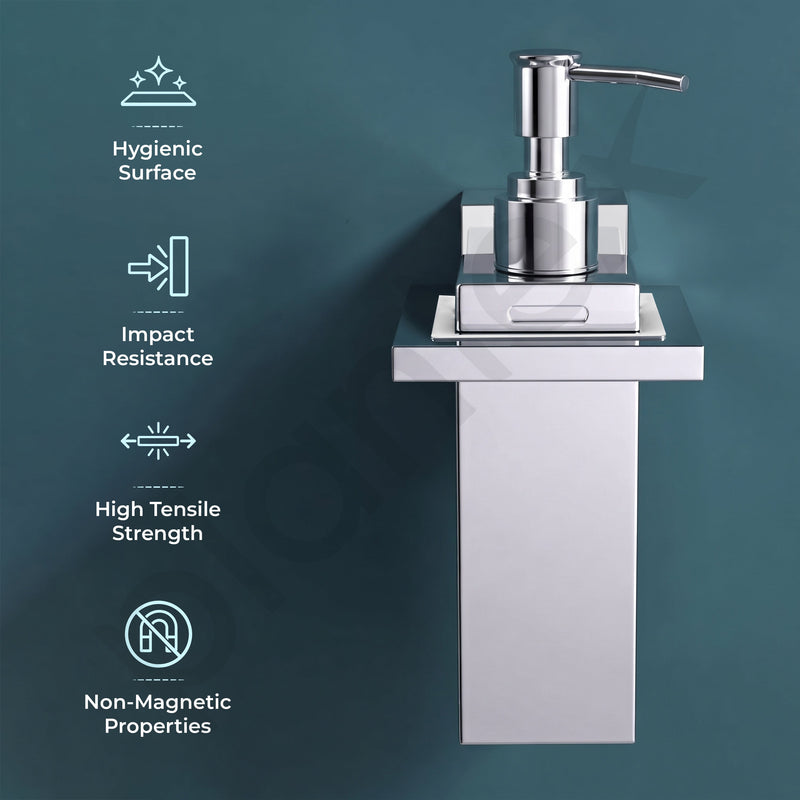 Plantex 304 Grade Stainless Steel Liquid Soap Dispenser/Shampoo/Handwash Dispenser for Washbasin/Bathroom Accessories - (Tesla, Chrome)-5
