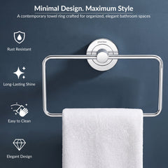 Plantex Stainless Steel Towel Ring for Bathroom/Wash Basin/Napkin-Towel Hanger/Bathroom Accessories (Chrome-Rectangular) - Pack of 2-5