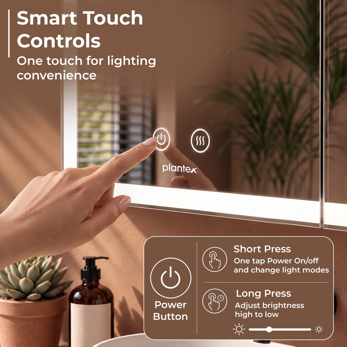 Plantex 304 Stainless Steel Bathroom Cabinet with Mirror/Bathroom Cabinet Storage/LED Mirror Cabinet for Bathroom Wall (18x18 Inch-LED & Defogger/Chrome/Double Door)-4