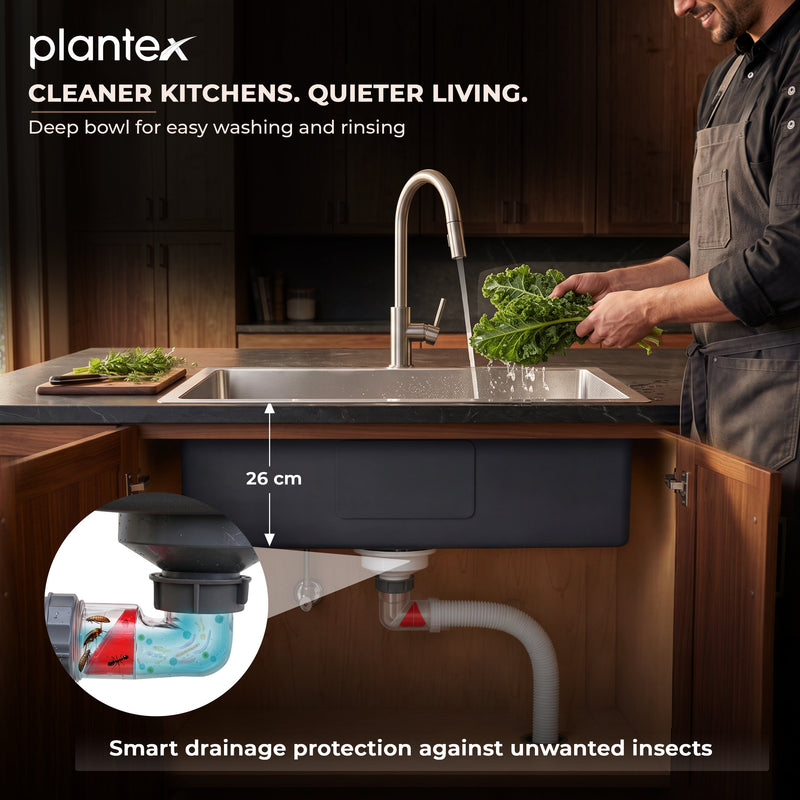 Plantex Guranteed 304 Grade Stainless Steel Kitchen Sink/Sink For Kitchen with 7 Years of Warranty by Plantex/Single Bowl Sink with All Fittings & Drain Rack Included (Silver Matt - 30x18 Inches)-4