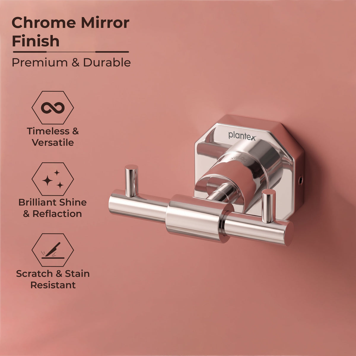 Plantex 304 Grade Stainless Steel Hook for Bathroom/Cloth Hanger for Wall/Hanger Hooks/Wall Hooks for Hanging Strong - Nipron (Chrome)-5