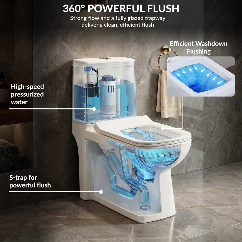Plantex Platinum Ceramic Commode Toilet/S Trap One Piece Western Toilet/Rim Washdown Flush Commode with Soft Close Toilet Seat Cover (White, Ultra)-4
