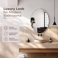 Plantex Unframed Unframed Oval Mirror for Wall/Mirror with Beveled Smooth Edges/Mirror for Bathroom/Dressing Room/Living Room/Bedroom/Entryway - (15 X 18 Inch), Clear-4