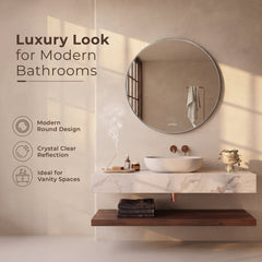 Plantex Frameless Round Mirror with Beveled Smooth Edges/Wall Mirror for Bathroom/Dressing Room/Living Room/Bedroom/Entryway (24 Inch)-5