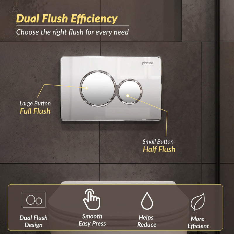 Plantex Flush Plate/Dual Flush Plate for Toilet/Mechanical Dual-Flush Faceplate/Water-Saving Technology Pack of 1 (Chrome)-4