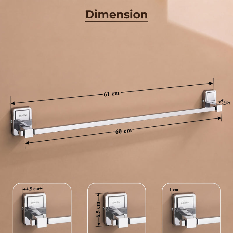 Plantex 304 Grade Stainless Steel 24 inch Towel Hanger/Holder for Bathroom/Single Towel Rod/Towel Bar/Towel Stand/Bathroom Accessories Pack of 1, Darcy (Chrome)-2