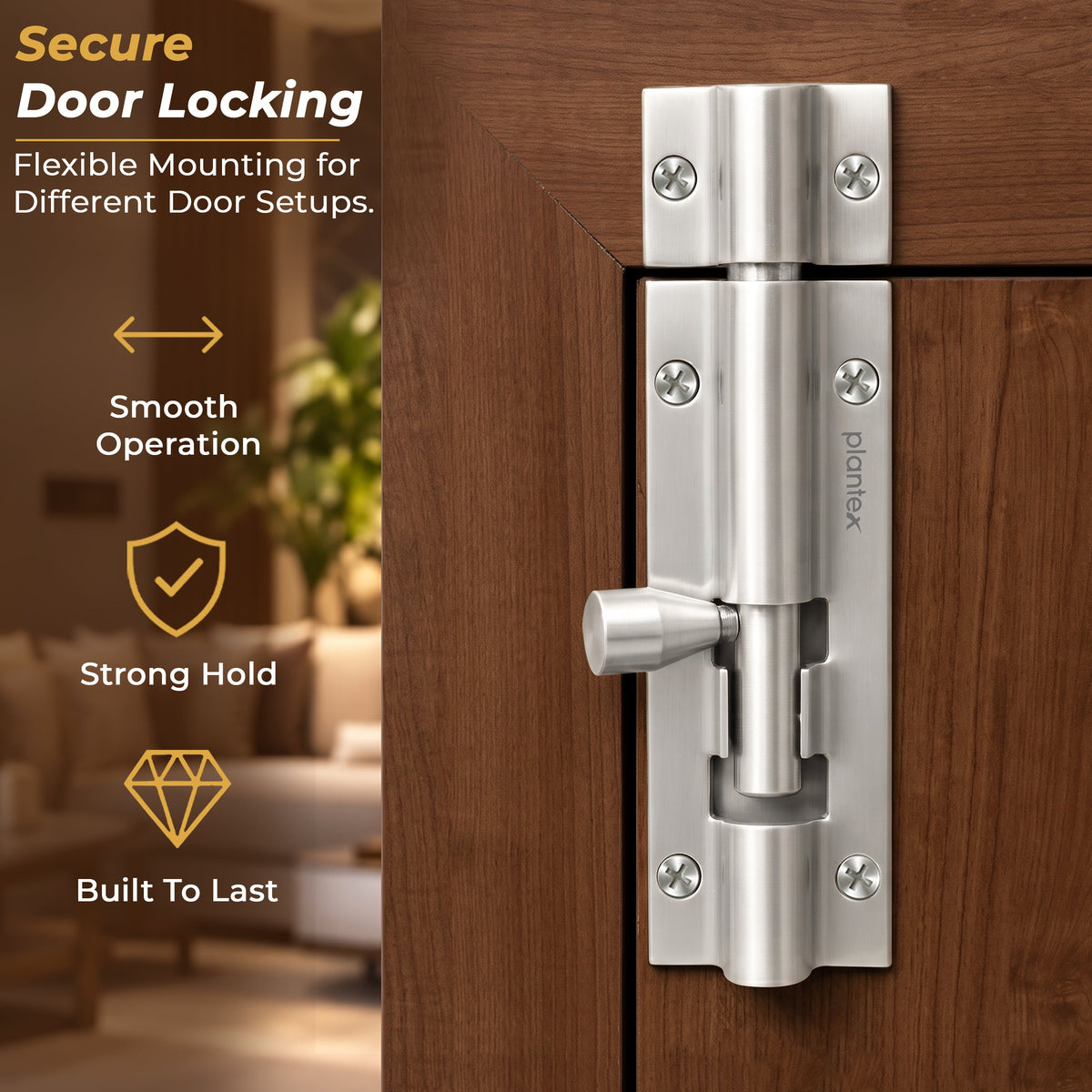Plantex Stainless Steel Tower Bolt/Tower Bolt for Home,Offices Doors and Windows/Tower Bolt for Main Door/Door Latch/Kundi/Chitakini/Door Latch for Windows - Pack of 2 (Chrome-Silver, 4 inch)-4