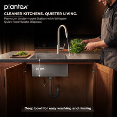 Plantex Stainless Steel Handmade Kitchen Sink/Single Bowl Sink For Kitchen With Drain Board/Undermount/Topmount (Matt - 37X18 Inches)-4