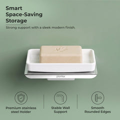 Plantex Stainless Steel with ABS Material Wall Mounted Soap Holder/Soap Case Holder for Bathroom/Bathroom Accessories - (Chrome)-3