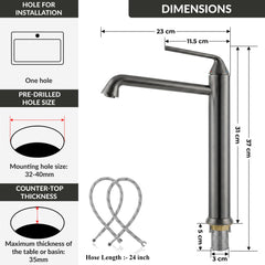 Plantex Brass Wash Basin Mixer Tap/Hot & Cold Basin Mixer Faucet/Deck Mount Pillar Spout for Bathroom Sink - Pack of 1 (APS-4600, Gun Metal)-2
