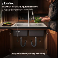 Plantex Heavy Duty Stainless Steel Double Bowl Sink for Kitchen/Handmade Kitchen Sink with 25 Years Warranty by Plantex/Sink with Coupling, Hose Pipe and Drying Rack (Silver Matt - 37x18x9 Inches)-5