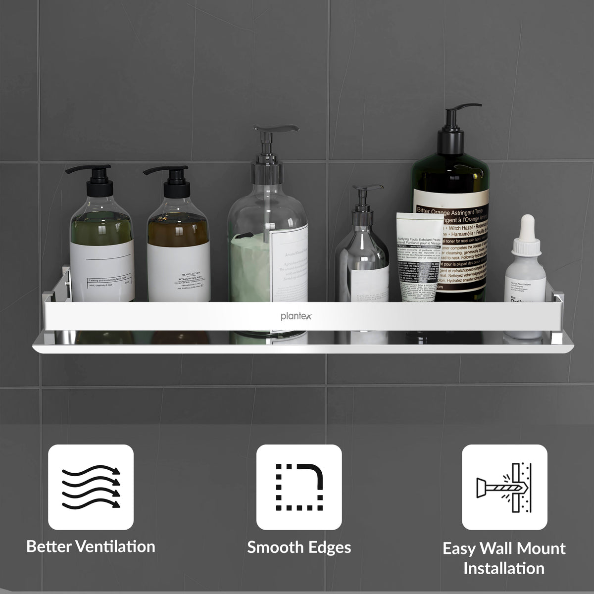 Plantex Stainless Steel Bathroom Shelf Rack/Bathroom Organizer/Wall Shelf for Bathroom Accessories Set/Kitchen Stand/Kitchen Shelves & Racks-(Chrome 18x5 Inches)-4