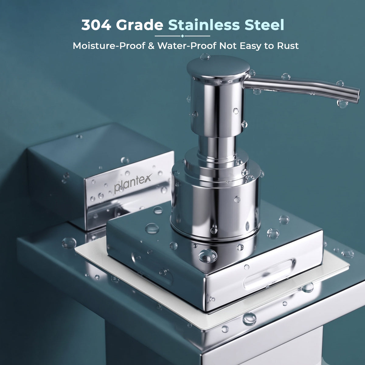 Plantex 304 Grade Stainless Steel Liquid Soap Dispenser/Shampoo/Handwash Dispenser for Washbasin/Bathroom Accessories - (Tesla, Chrome)-4