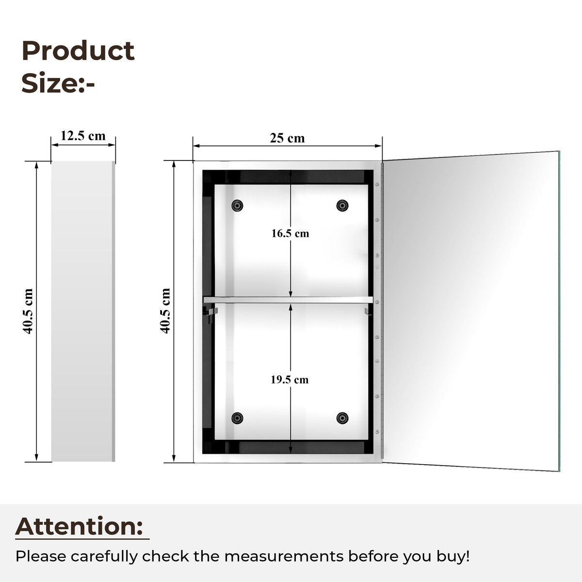 Plantex Bathroom Mirror Cabinet/304 Stainless Steel Bathroom Cabinet with Mirror/Bathroom Storage Cabinet/Wall Mounted Mirror Bathroom Cabinet (10x16 Inch-Chrome)-2