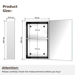 Plantex Bathroom Mirror Cabinet/304 Stainless Steel Bathroom Cabinet with Mirror/Bathroom Storage Cabinet/Wall Mounted Mirror Bathroom Cabinet (10x16 Inch-Chrome)-2