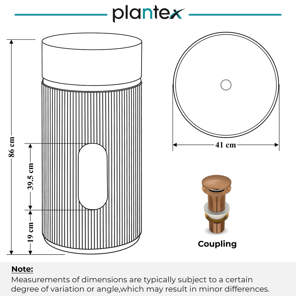 Plantex Pedestal Wash Basin/Acrylic Resin & Quartz Free Standing Wash Basin/Round Basin for Bathroom/Home/Office/Restaurant- (10034, White & Coffee)