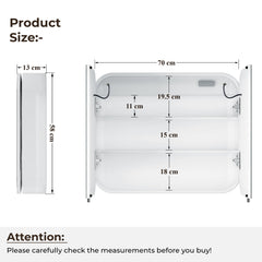 Plantex Stainless Steel Bathroom Cabinet with Mirror/Double Door Bathroom Cabinet Storage/LED Mirror Cabinet for Bathroom Wall/Bathroom Organiser Cabinet (28x23 Inch-White)-2