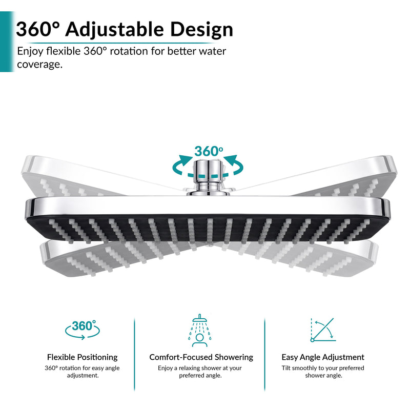Plantex ABS Shower Head for Bathroom/13x9 inch Head for bathroom/Rain Showers Head for bathroom/Pressurized Showers Head (Chrome)-4
