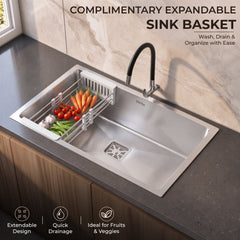 Plantex Premium Stainless Steel Kitchen Sink/Heavy-Duty Sink for Kitchen with 25 Years Warranty by Plantex/Single Bowl Sink with Square Coupling, Hose Pipes and Drain Racks (Matt- 30 x 18 x 9 Inches)-6