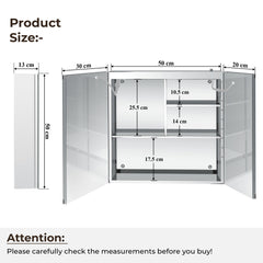 Plantex 304 Stainless Steel Bathroom Cabinet with Mirror/Bathroom Cabinet Storage/LED Mirror Cabinet for Bathroom Wall (18x18 Inch-LED & Defogger/Chrome/Double Door)-2