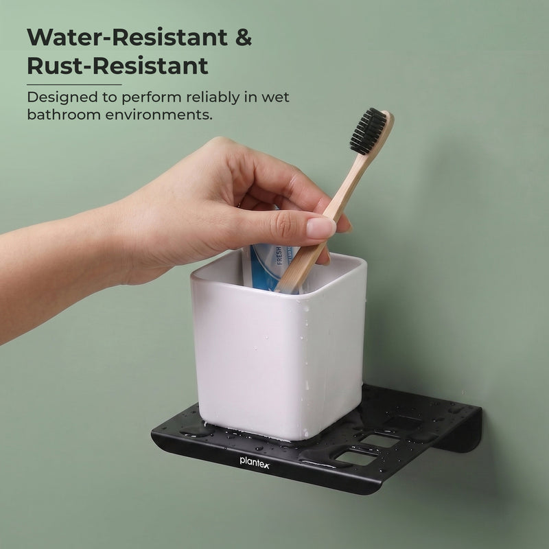 Plantex Stainless Steel with ABS Material Tumbler Holder/Tooth Brush Holder/Organizer/Bathroom Accessories - (Matt Black)-3