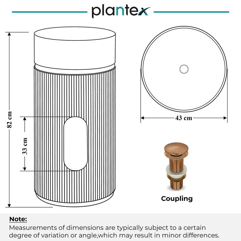 Plantex Matt Pedestal Wash Basin/Acrylic Resin & Quartz Free Standing Wash Basin/Round Basin For Bathroom/Home/Hotel/Restaurant- (Black And Grey, 16 X 16 X 34 Inch)-2