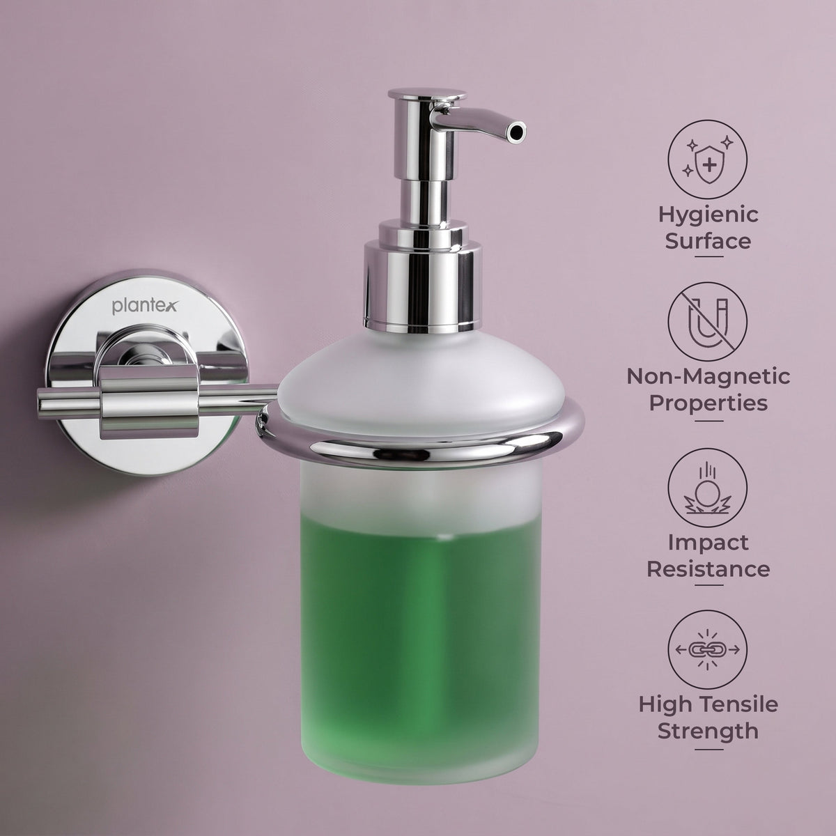 Plantex 304 Grade Stainless Steel Liquid Soap Dispenser/Shampoo Dispenser/Hand Wash Dispenser/Bathroom Accessories - Daizy (Chrome)-4