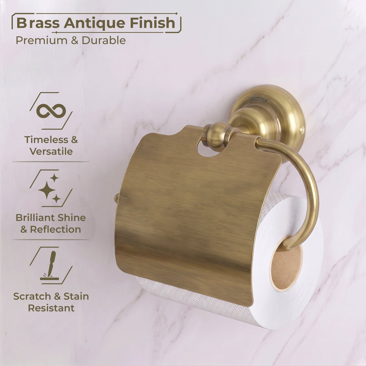 Plantex 304 Grade Stainless Steel Toilet Paper Roll Holder/Toilet Paper Holder in Bathroom/Kitchen/Bathroom Accessories - Skyllo (Antique)-6