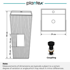 Plantex Acrylic Resin & Quartz Free Standing Wash Basin/Pedestal Wash Basin/Square Basin for Bathroom/Home/Office/Hotel - (10049, Black)-2