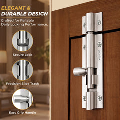 Plantex Stainless Steel Tower Bolt/Tower Bolt for Home,Offices Doors and Windows/Tower Bolt for Main Door/Door Latch/Kundi/Chitakini/Door Latch for Windows - Pack of 2 (Chrome-Silver, 4 inch)-5