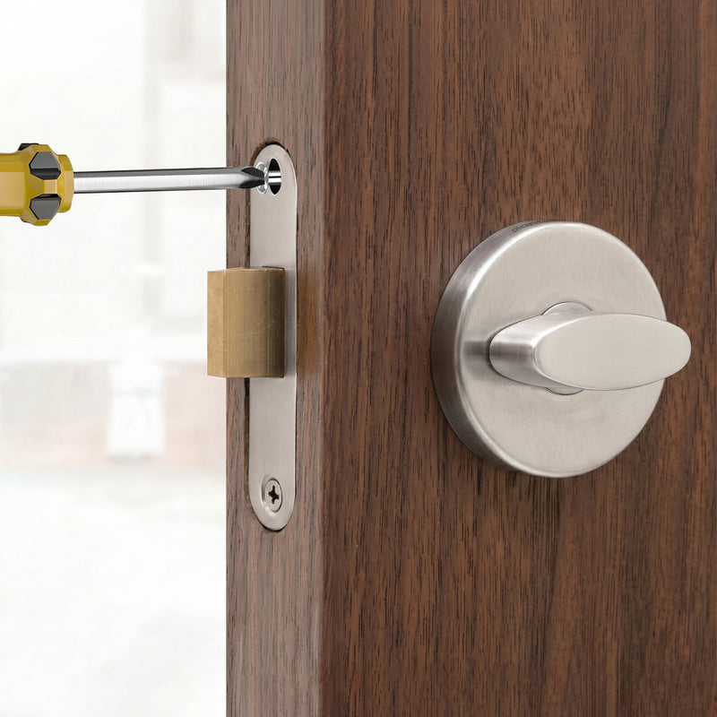Plantex Bathroom Indicator with Lock/Stainless Steel Red and Green Indicator Keyless Door Lock/Round Toilet Partition Door Lock - Pack of 1 (Matt)-6