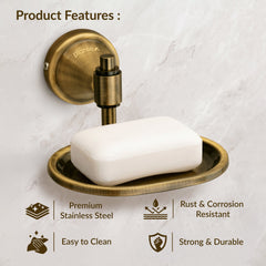 Plantex 304 Grade Stainless Steel Soap Holder Stand for Bathroom and Wash Basin Bathroom Accessories - Niko (Antique)-4