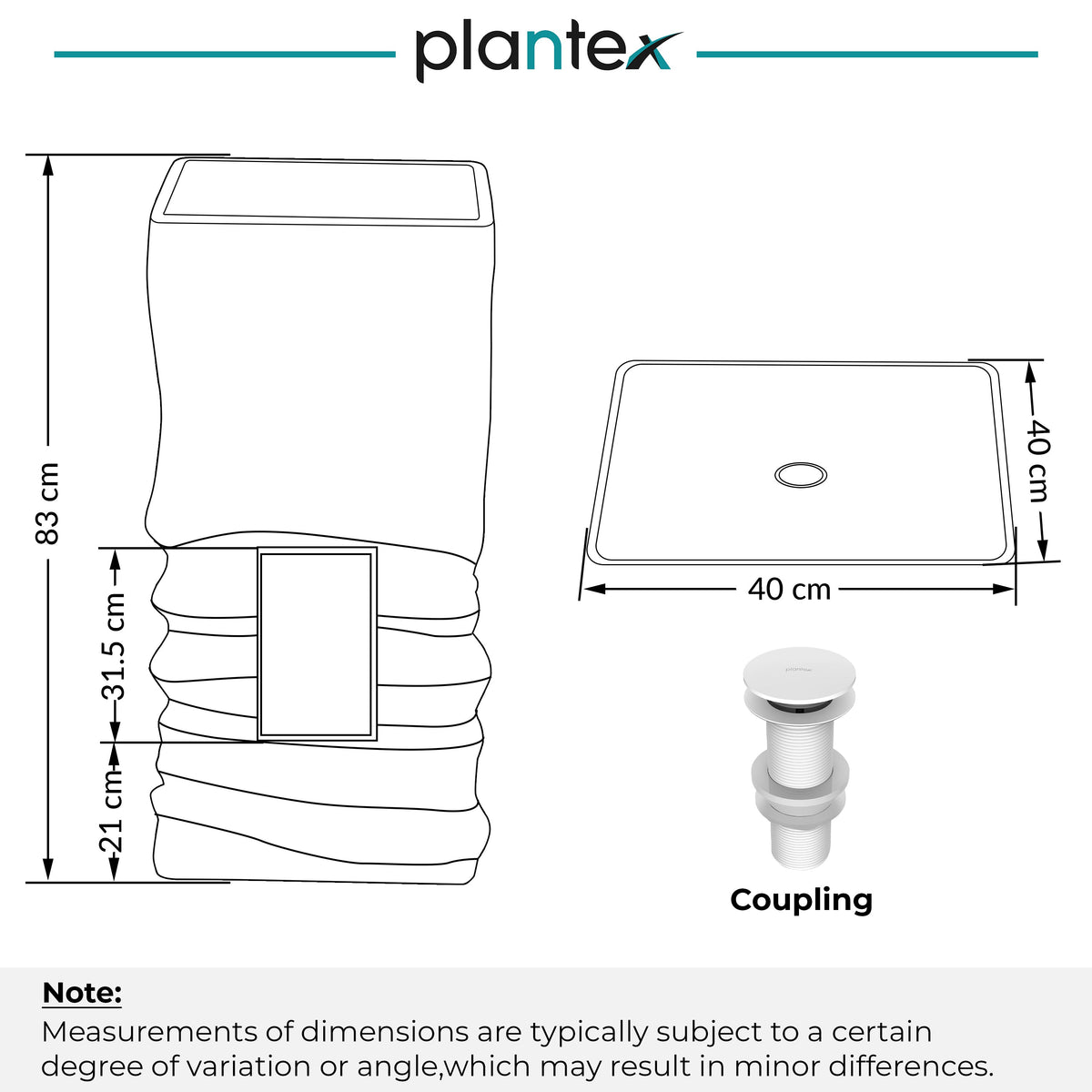 Plantex Pedestal Matt Wash Basin/Acrylic Resin & Quartz Free Standing Wash Basin/Square Basin for Bathroom/Home/Office - (10040, Beige)-2
