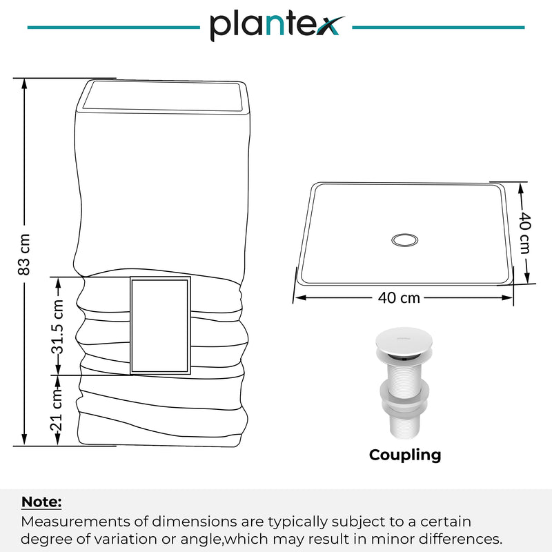 Plantex Pedestal Matt Wash Basin/Acrylic Resin & Quartz Free Standing Wash Basin/Square Basin for Bathroom/Home/Office - (10040, Beige)-2