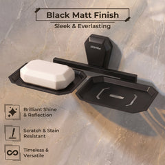 Plantex Double Soap Dish for Bathroom/304 Grade Stainless Steel Dual Soap Holder/Soap Case/Soap Stand/Bathroom Accessories - Pack of 1 (PMB-2408, Z-Black)-4