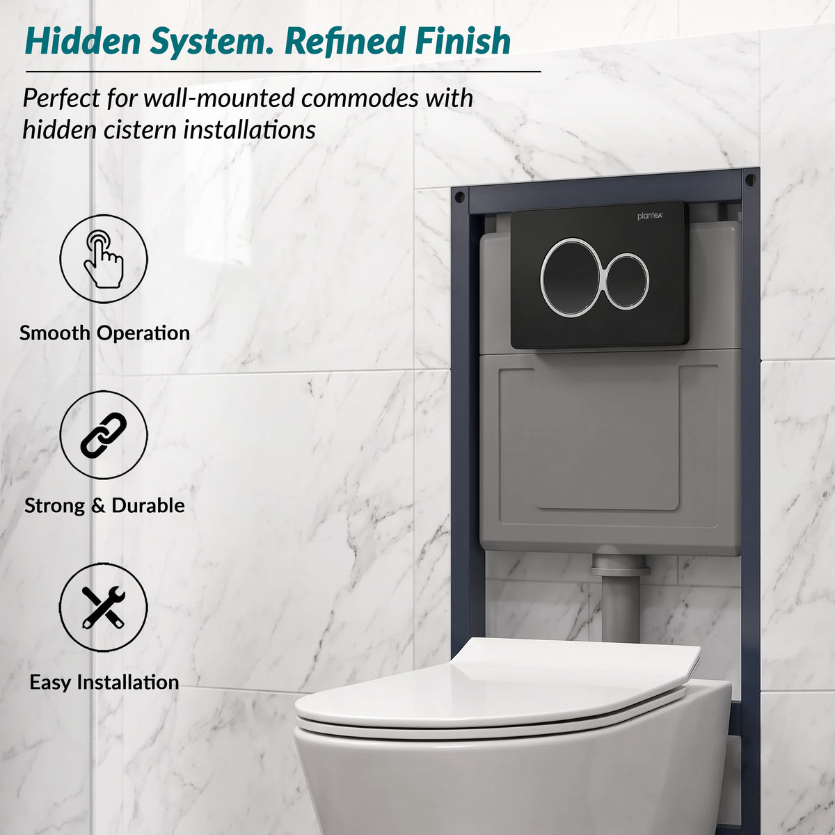 Plantex Flush -Plate/Push Plate for Toilet/Mechanical Dual-Flush Plate/Water Saving Technology - Pack of 1 (4511, Black)-5