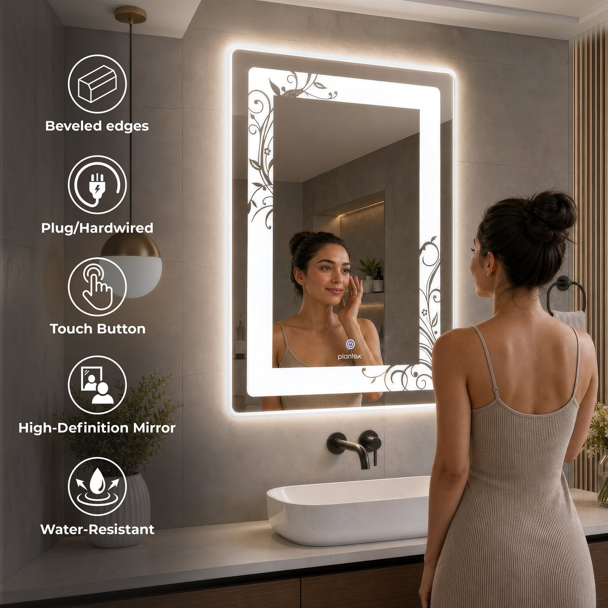 Plantex Mirror with Light with 3 Tone/Designer Mirror for Living Room/Bedroom/Dressing Room - Rectangle Shape (18 X 24 Inch)-4