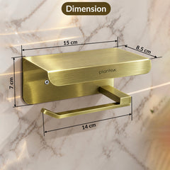 Plantex Toilet Paper Holder for Bathroom/304 Grade Stainless Steel Tissue Paper Roll Holder with Mobile Stand/Bathroom Accessories - Pack of 1 (Brass Antique)-2