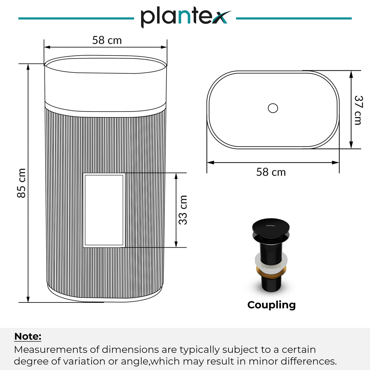Plantex Acrylic Resin & Quartz Free Standing Basin/Pedestal Wash Basin/Oval Basin for Bathroom/Home/Office - (10047, Grey)-2