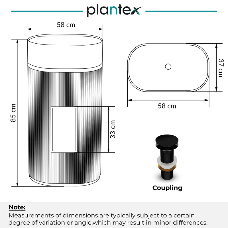 Plantex Acrylic Resin & Quartz Free Standing Basin/Pedestal Wash Basin/Oval Basin for Bathroom/Home/Office - (10047, Grey)-2