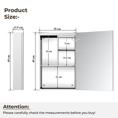 Plantex 304 Stainless Steel Bathroom Cabinet with Mirror/Cabinet Storage/LED Mirror Cabinet for Bathroom Wall/Bathroom Organiser Cabinet (14x20 Inch/Chrome)-2