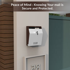 Plantex Letter Box/GI Steel Suggestion Box for Office with Key Lock/Post Box for Gate Home/Complaint Box/Wall Mounted Mail Box - (Coffee & White)-5
