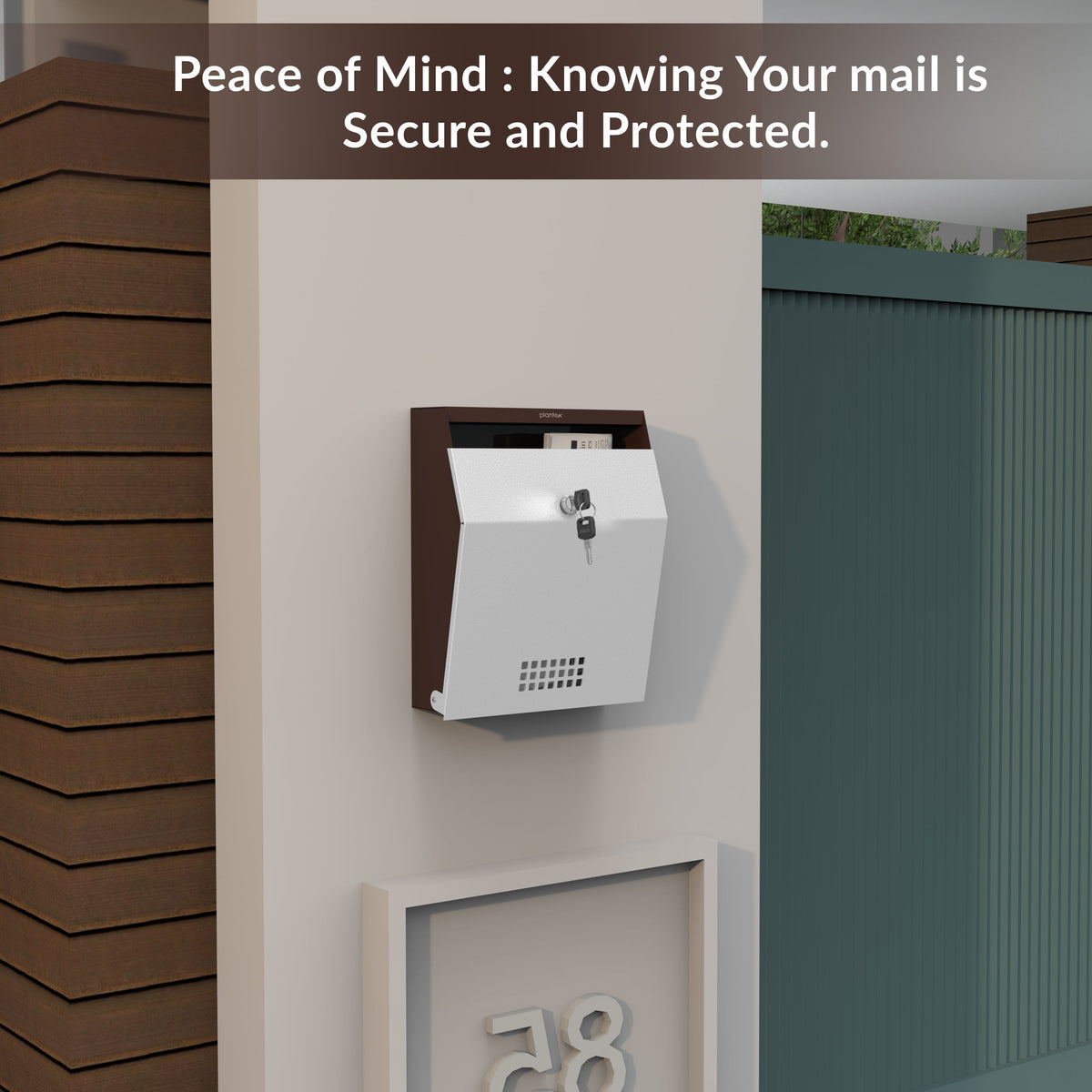 Plantex Letter Box/GI Steel Suggestion Box for Office with Key Lock/Post Box for Gate Home/Complaint Box/Wall Mounted Mail Box - (Coffee & White)-5