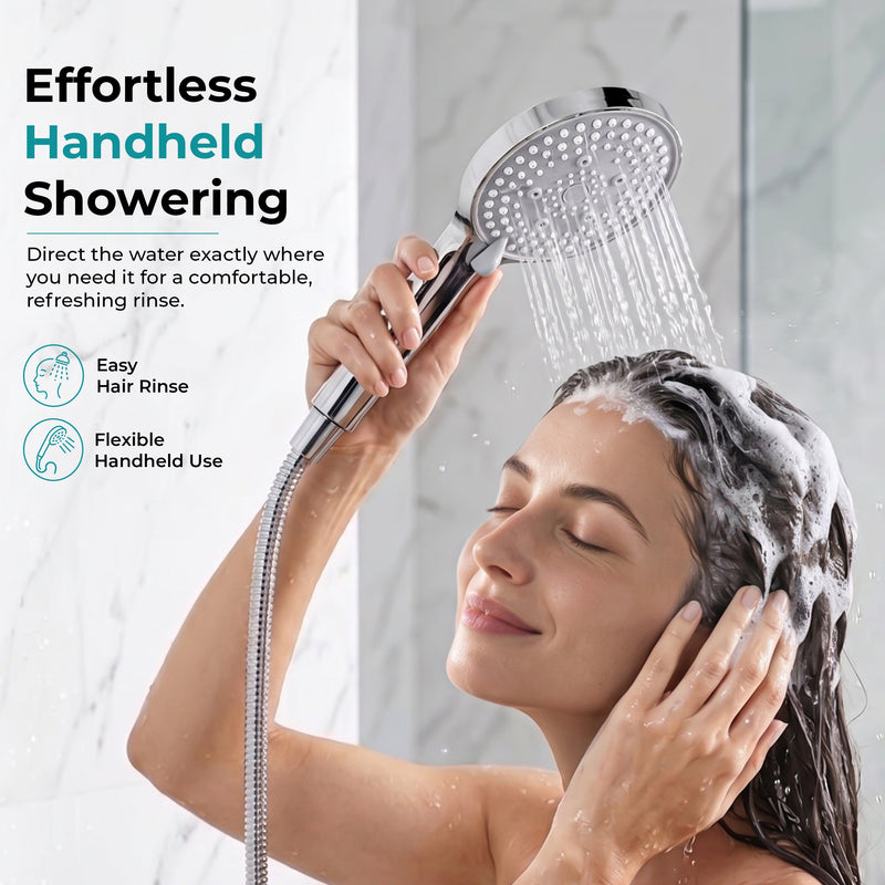 Plantex Hand Shower for Bathroom/5 Mode Multifunctional Shower/5-Inch ABS Plastic Silicone Handheld Shower Head/Easy Mode Switching (Chrome, APS-8607)-5