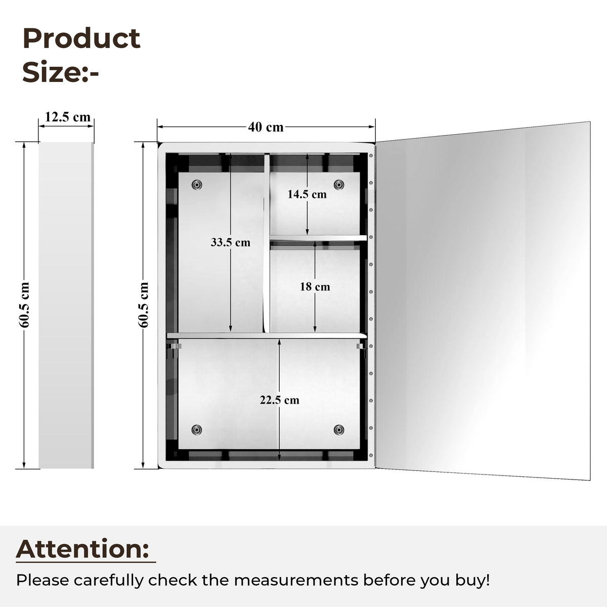 Plantex Bathroom Mirror Cabinet/304 Stainless Steel Bathroom Cabinet with Mirror/Bathroom Storage Cabinet/Wall Mounted Mirror Bathroom Cabinet (16x24 Inch, Chrome)