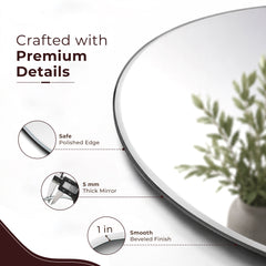 Plantex Glass Frameless Capsule Oval Mirror for Wall/Mirror with Beveled Smooth Edges for Bathroom/Dressing Room/Living Room/Bedroom/Entryway - (18x12 Inch), Clear-5