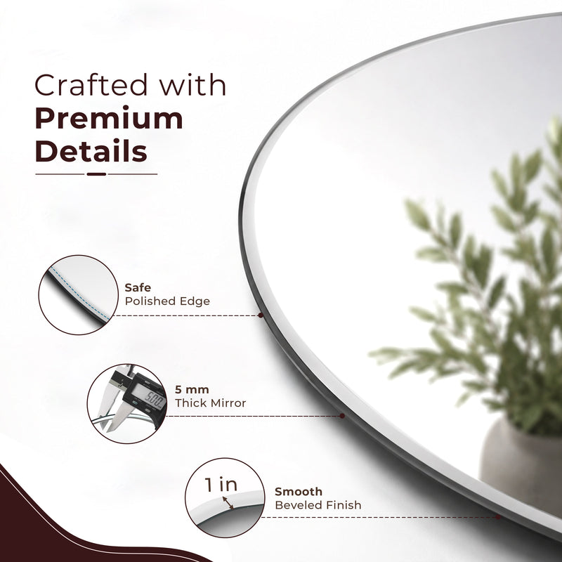 Plantex Glass Frameless Capsule Oval Mirror for Wall/Mirror with Beveled Smooth Edges for Bathroom/Dressing Room/Living Room/Bedroom/Entryway - (18x12 Inch), Clear-5
