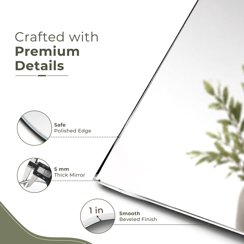 Plantex Frameless Rectangle Mirror for Wall/Mirror with Beveled Smooth Edges for Bathroom/Dressing Room/Living Room/Bedroom/Entryway - (18x12 Inch)-5